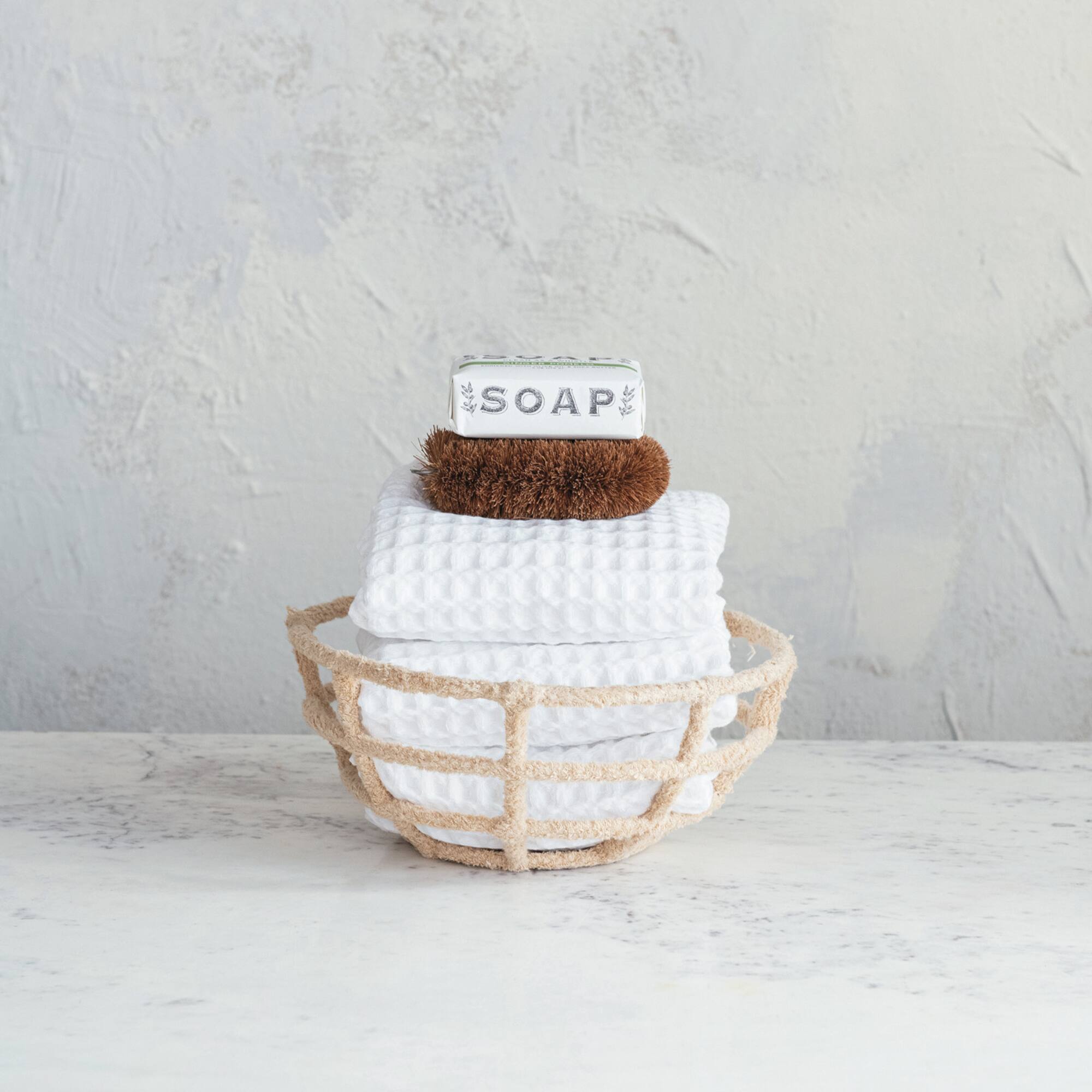 Hello Honey® 10" Wheat Round Cotton-Wrapped Decorative Bowl